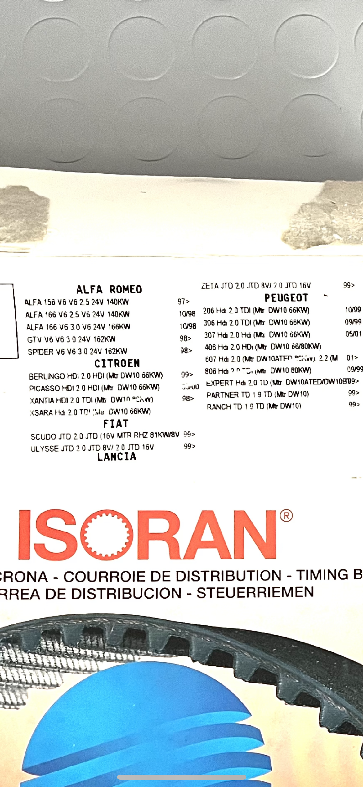 141RP 254H 94840 Cinghia Distribuzione Alfa GTv V6 3.0 - Spider V6 24v